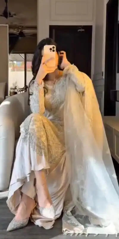 Off White Soft Net With Lace Work Salwar Suit