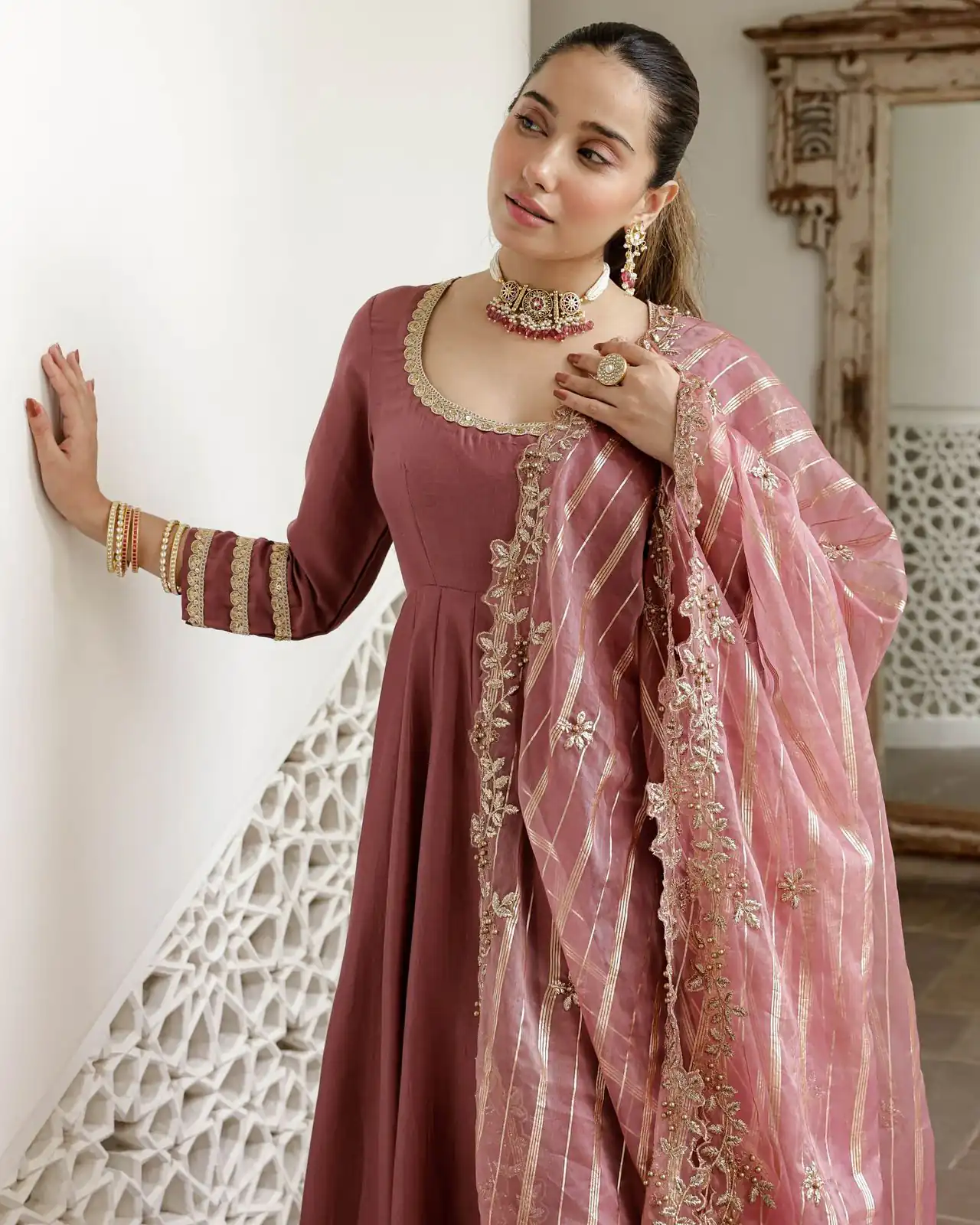 NSR 871 Onion Roman Simmer Silk With Fecny Sleeve with Lace Work & Embroidery Work Gown. Festive Deal ₹2999. Delivery 4-6 Working Days. Shop now. | Gowns, Bollywood Gowns, Creative Gowns, Designer Gowns, Embroidered Gowns, Party Wear Gowns