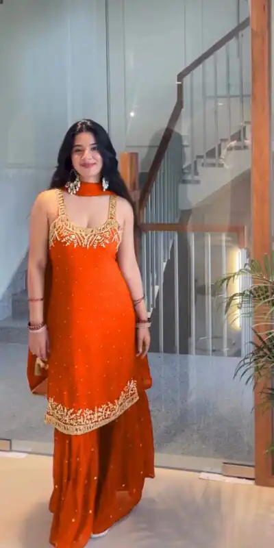 KD 1531 Orange Faux Georgette Lace Work Salwar Suit in . Wedding, Party, Festive, Events, Grab it for ₹2399. Delivery 4-6 Working Days. Shop now. | Jump Suits, Tops & Bottoms, Track Suits, Trendy Wear, Salwar suit, Designer Suits, Casual Suits, Creative suits, Palazzo Suits, Party Wear Suits, Patiala Suits, Straight Suits