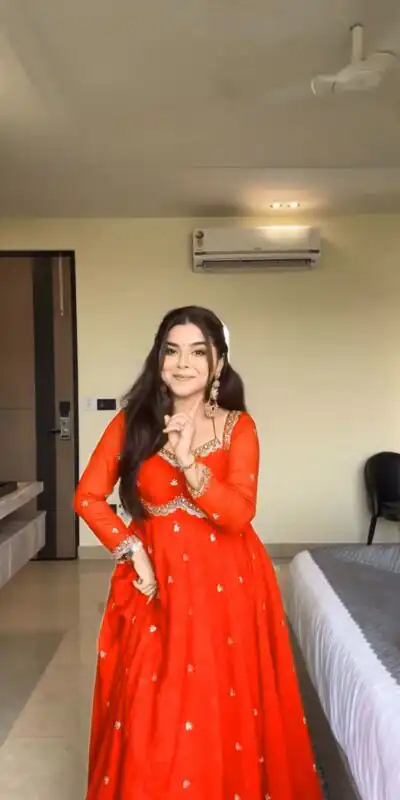 RTC 5924 Orange Georgette Thread With Sequence Gown Perfect for Wedding, Party, Reception, Holi, Eid . Available at ₹1999 only. Delivery 4-6 Working Days. | Gowns, Bollywood Gowns, Creative Gowns, Designer Gowns, Embroidered Gowns, Party Wear Gowns