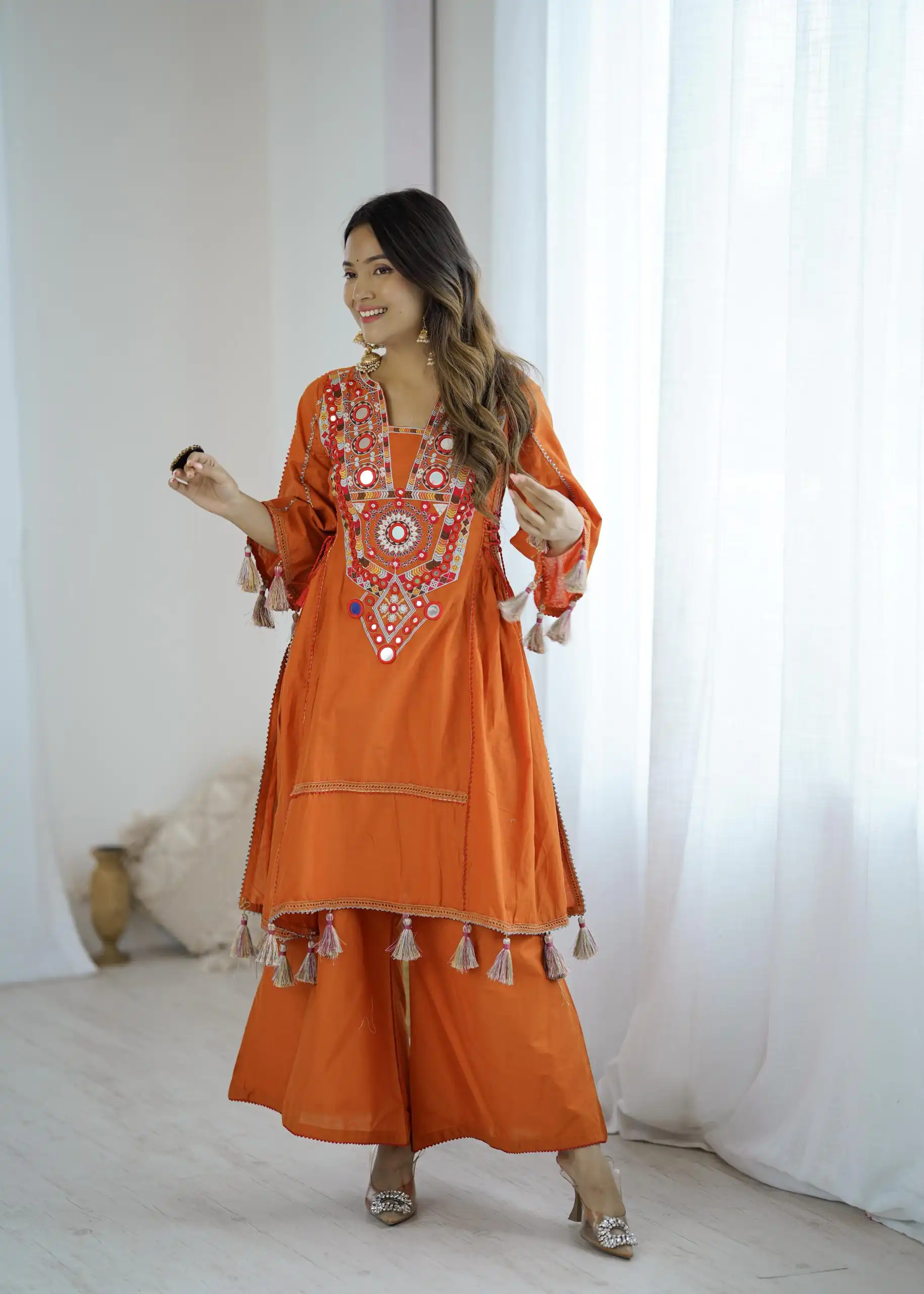 SRK 5286 Orange in Khadi Cotton Mirror Work & Embroidery Work Salwar Suit . Now at just ₹2099. Delivery 4-6 Working Days. Shop now. | Jump Suits, Salwar suit, Designer Suits, Casual Suits, Creative suits, Palazzo Suits, Party Wear Suits, Patiala Suits, Straight Suits