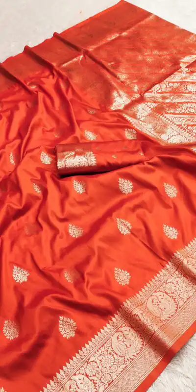 MB 3284 Orange Soft Banarasi Cotton Silk Saree Perfect for Wedding, Party, Eid, Traditional Day, Haldi –. Get it for ₹1899. Delivery 4-6 Working Days. | Sarees, Bollywood Sarees, Creative Sarees, Designer Sarees, Embroidered Sarees, Ethnic Saree, Modern Digital sarees, Party Wear Sarees