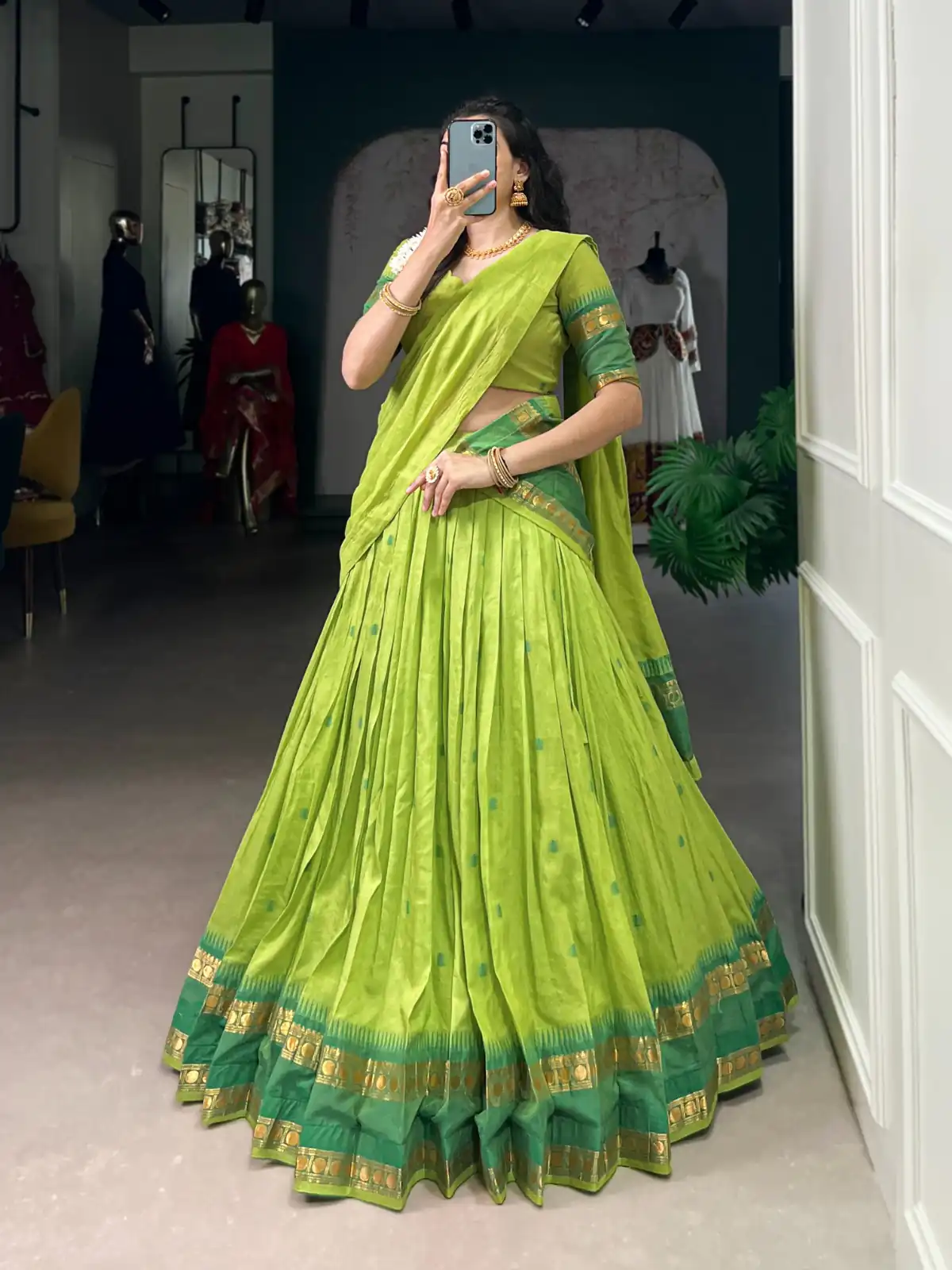 LNB 1904 Parrot Green Pure Chanderi with Zari Work Lehenga Choli . Affordable Price ₹1999. Delivery 4-6 Working Days. Shop now. | Lehenga, Bollywood Lehenga, Creative Lehenga, Designer Lehenga, Embroidered Lehenga, Party Wear Lehenga