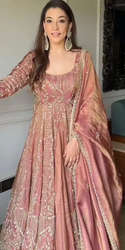 VLM 297 Peach Crunchy Silk with Lace Work & Embroidery Work Gown . Introductory Price ₹2499. Delivery 4-6 Working Days. Shop now. | Gowns, Bollywood Gowns, Creative Gowns, Designer Gowns, Embroidered Gowns, Party Wear Gowns