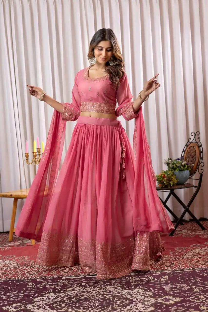 PDC 91 Peach Pure fox Georgette Lehenga Choli erfect for Wedding, Party, Festival Celebrations, Diwali, Karwa Chauth – . Now at just ₹2399. Delivery 4 | Lehenga, Bollywood Lehenga, Creative Lehenga, Designer Lehenga, Embroidered Lehenga, Party Wear Lehenga