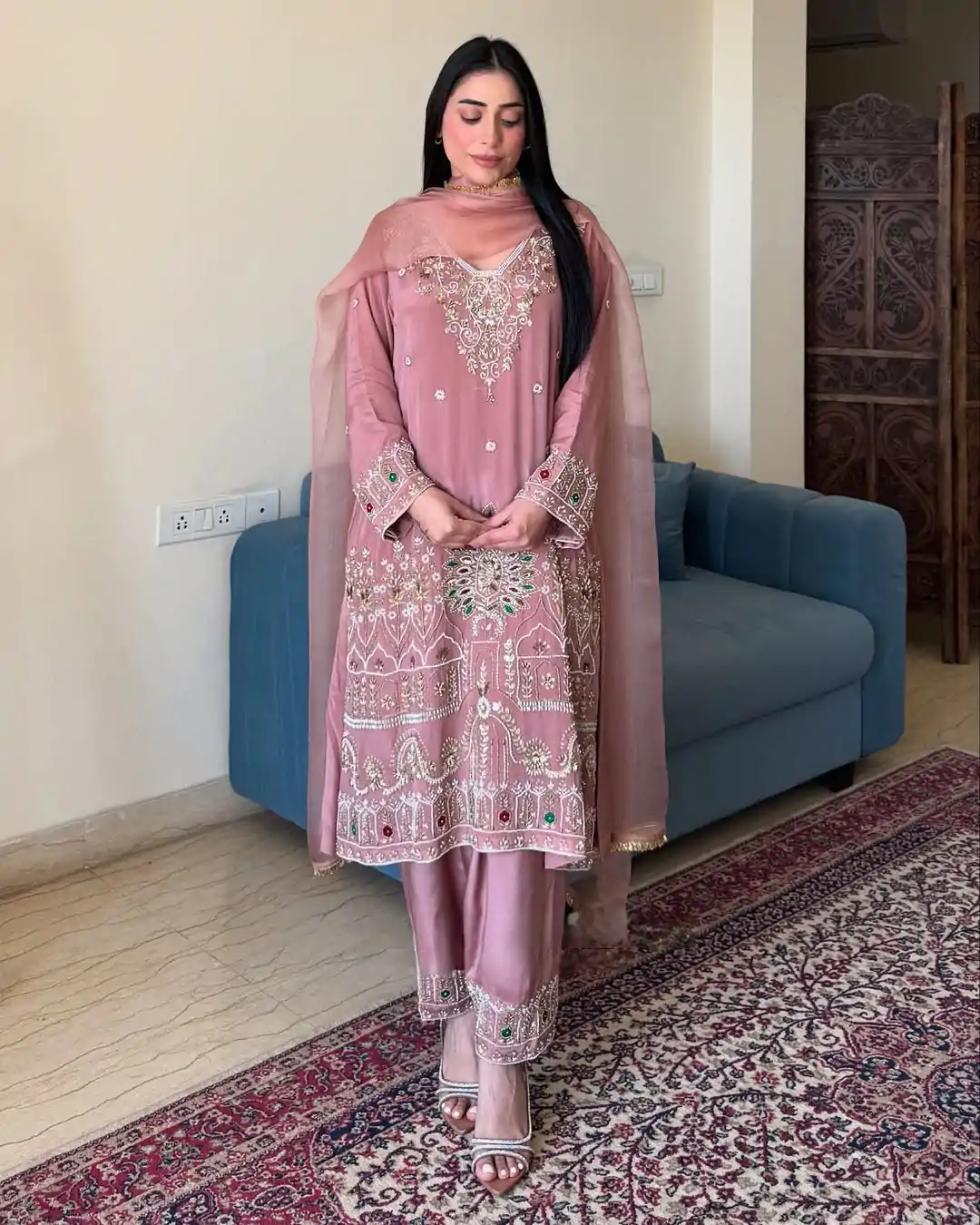 LG 2017 Peach in French Crape Lace Work & Embroidery Work Salwar Suit. Grab it for ₹1999. Delivery 4-6 Working Days. Shop now. | Jump Suits, Salwar suit, Designer Suits, Casual Suits, Creative suits, Palazzo Suits, Party Wear Suits, Patiala Suits, Straight Suits