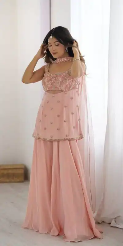 LG 1959 Peach Georgette With Lace Work & Embroidery Work Salwar Suit . Available at ₹1849 only. Delivery 4-6 Working Days. Shop now. | Jump Suits, Tops & Bottoms, Track Suits, Trendy Wear, Salwar suit, Designer Suits, Casual Suits, Creative suits, Palazzo Suits, Party Wear Suits, Patiala Suits, Straight Suits