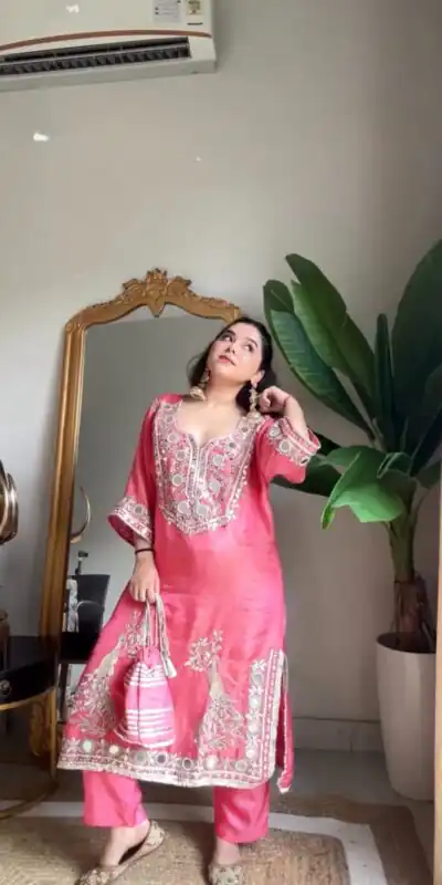 RTC 5919 Peach Roman Silk With Mirror Work Salwar Suit Wedding, Party, Festive, Events, Navratri Garba, Introductory Price ₹2099. Delivery 4-6 Working Days. | Jump Suits, Tops & Bottoms, Track Suits, Trendy Wear, Salwar suit, Designer Suits, Casual Suits, Creative suits, Palazzo Suits, Party Wear Suits, Patiala Suits, Straight Suits