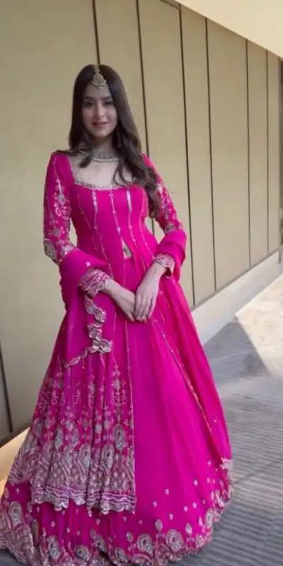 SR 1691 Pink Faux Georgette With Heavy Embroidery Sequence Work Lehenga Choli Perfect for Wedding, Party, Durga Puja, Avail At Beat Price 2449/- Only | Lehenga, Bollywood Lehenga, Creative Lehenga, Designer Lehenga, Embroidered Lehenga, Party Wear Lehenga
