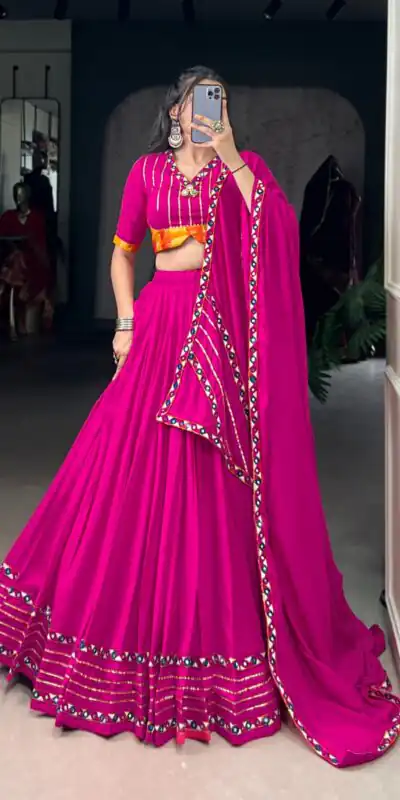 LNB 1659 Pink Color Pure Rayon With Mirror Work & Gamthi Work. Lehenga Choli Price ₹4199.Introductory Delivery 4-6 Working Days. Shop now. | Lehenga, Bollywood Lehenga, Creative Lehenga, Designer Lehenga, Embroidered Lehenga, Party Wear Lehenga