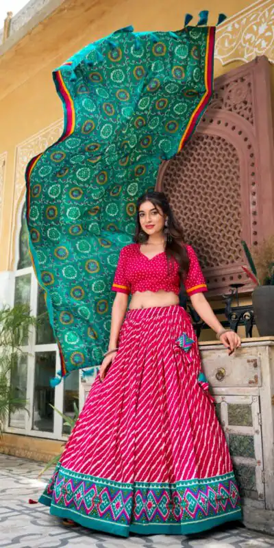 LNB 1224 Pink Tasar Silk Lehenga Choli With Bandhej Print & Patola Print. Now at just ₹2449. Delivery 4-6 Working Days. Shop now. | Lehenga, Bollywood Lehenga, Creative Lehenga, Designer Lehenga, Embroidered Lehenga, Party Wear Lehenga