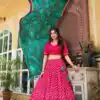 Pink Tasar Silk Bandhej Lehenga Choli