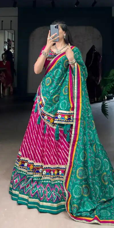 LNB 1741 Pink Color Tasar Silk Leheriya Patola Print Mirror Gamthi Work Lehenga Choli Wedding, Party, Festive, Events Etc. Delivery 4-6 Working Days Rs 2999 | Lehenga, Bollywood Lehenga, Creative Lehenga, Designer Lehenga, Embroidered Lehenga, Party Wear Lehenga