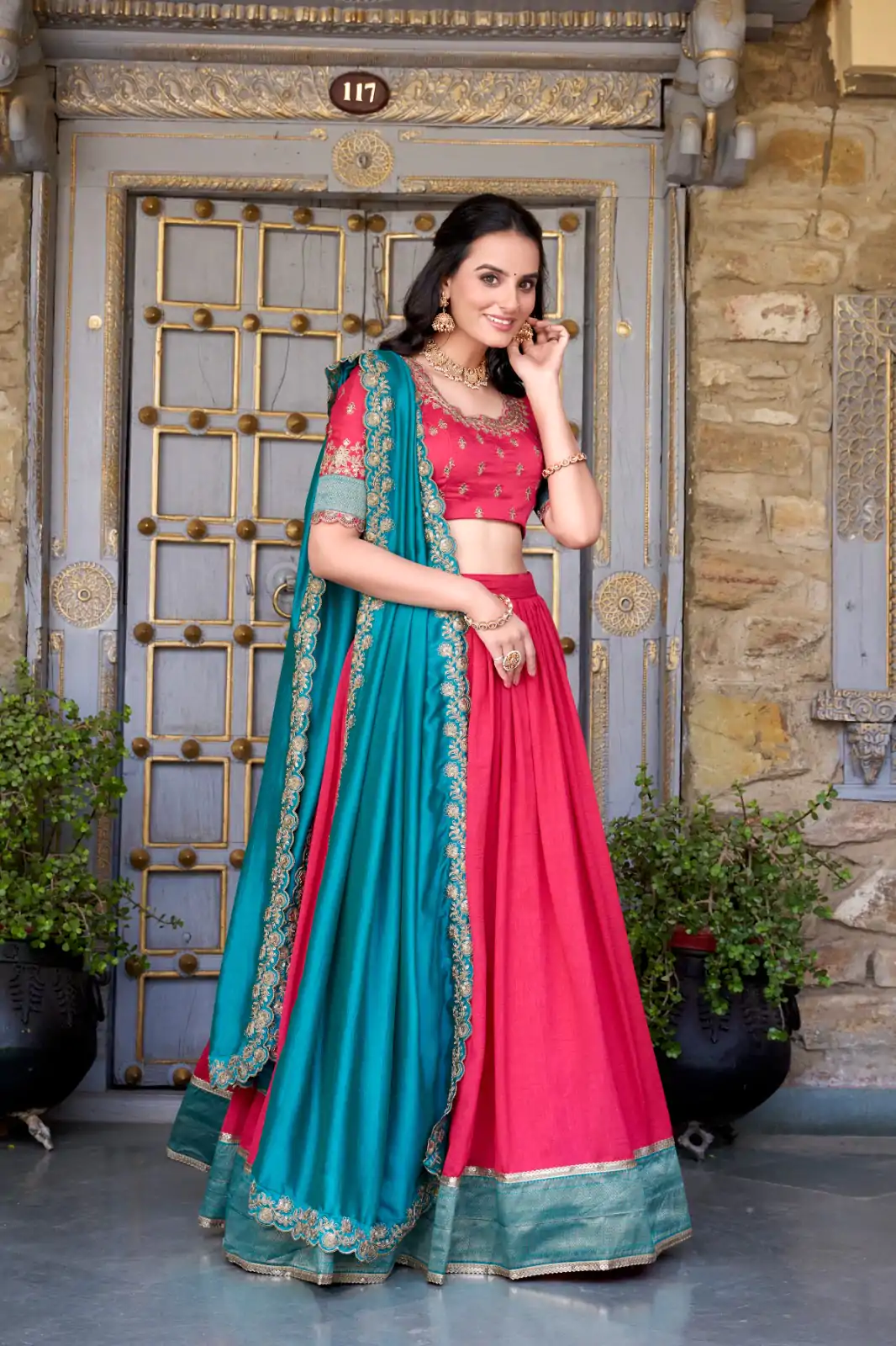 LNB 2049 Pink in Vichitra Silk Embroidery Work & Zari Work Lehenga Choli . Now at just ₹2999. Delivery 4-6 Working Days. Shop now. | Lehenga, Bollywood Lehenga, Creative Lehenga, Designer Lehenga, Embroidered Lehenga, Party Wear Lehenga