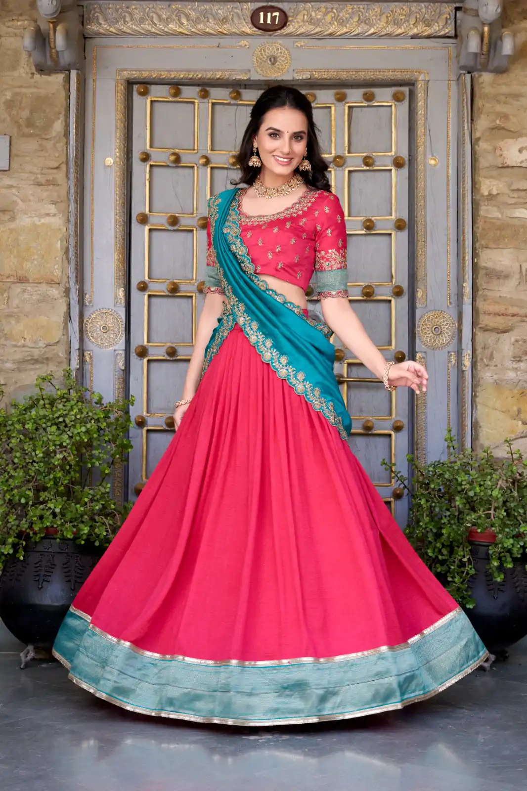 LNB 2049 Pink in Vichitra Silk Embroidery Work & Zari Work Lehenga Choli . Now at just ₹2999. Delivery 4-6 Working Days. Shop now. | Lehenga, Bollywood Lehenga, Creative Lehenga, Designer Lehenga, Embroidered Lehenga, Party Wear Lehenga