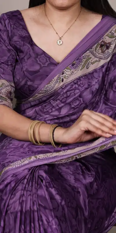 YNF 7056 Purple Crepe Printed with Designer Saree Work. Wedding, Party, Festive, Events, Get it for ₹1499. Delivery 4-6 Working Days. Shop now. | Sarees, Bollywood Sarees, Creative Sarees, Designer Sarees, Embroidered Sarees, Ethnic Saree, Modern Digital sarees, Party Wear Sarees