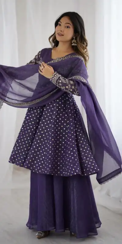 ZSR 3134 Purple Crunchy Silk Salwar Suit Perfect for Wedding, Party, Sangeet, Anniversary, Housewarming Introductory Price ₹2399. Delivery 4-6 | Jump Suits, Salwar suit, Designer Suits, Casual Suits, Creative suits, Palazzo Suits, Party Wear Suits, Patiala Suits, Straight Suits