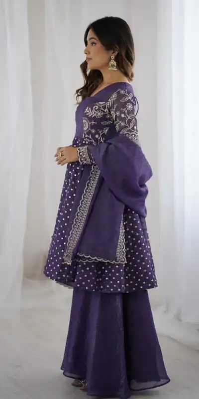 ZSR 3134 Purple Crunchy Silk Salwar Suit Perfect for Wedding, Party, Sangeet, Anniversary, Housewarming Introductory Price ₹2399. Delivery 4-6 | Jump Suits, Salwar suit, Designer Suits, Casual Suits, Creative suits, Palazzo Suits, Party Wear Suits, Patiala Suits, Straight Suits