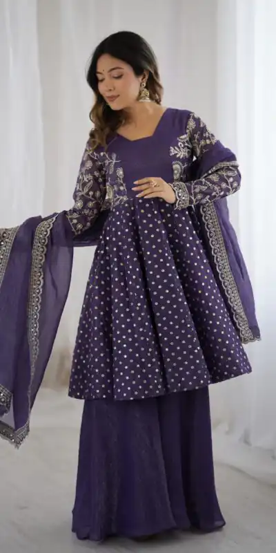 ZSR 3134 Purple Crunchy Silk Salwar Suit Perfect for Wedding, Party, Sangeet, Anniversary, Housewarming Introductory Price ₹2399. Delivery 4-6 | Jump Suits, Salwar suit, Designer Suits, Casual Suits, Creative suits, Palazzo Suits, Party Wear Suits, Patiala Suits, Straight Suits