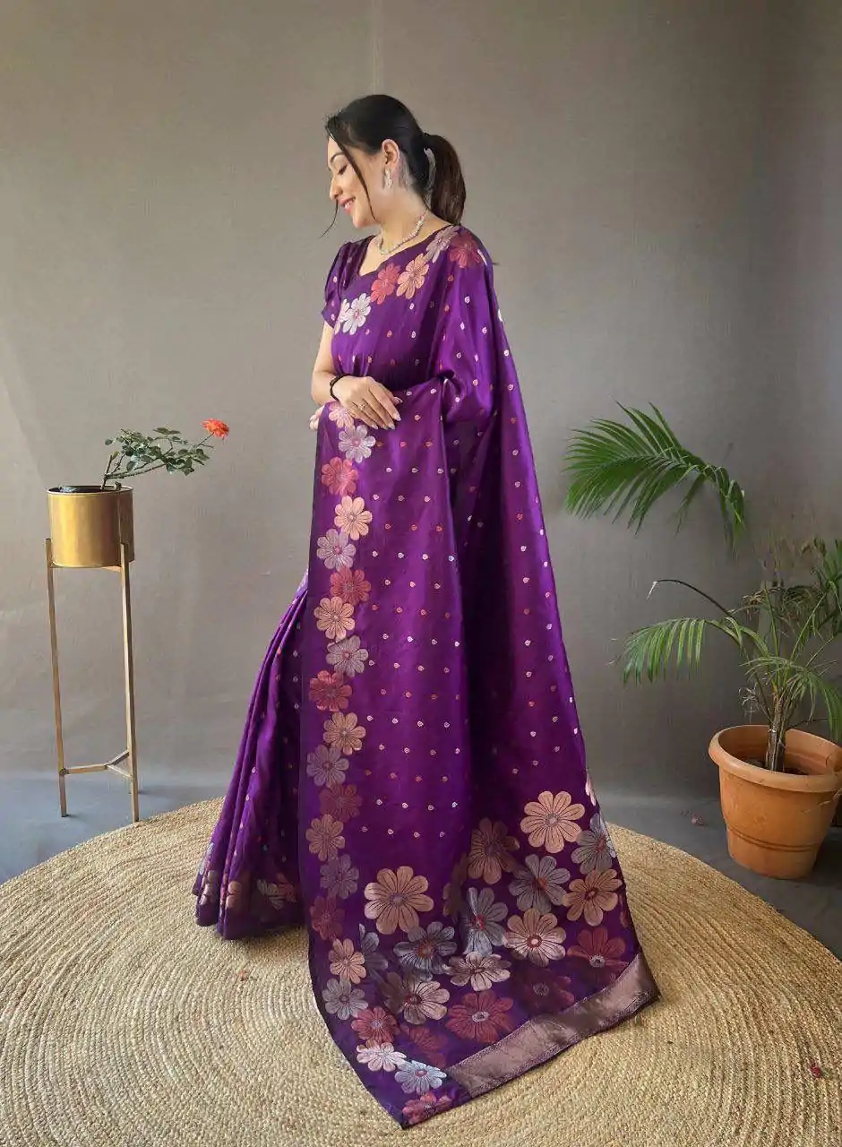 KP 6003 Purple Soft Lichi Silk Cloth Lace Work & Lace Border Saree in Best Price ₹1399. Delivery 4-6 Working Days. Shop now. | Sarees, Bollywood Sarees, Creative Sarees, Designer Sarees, Embroidered Sarees, Ethnic Saree, Modern Digital sarees, Party Wear Sarees
