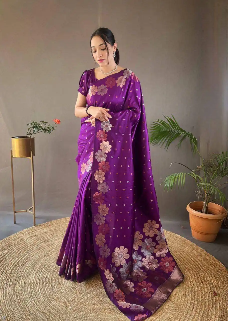 KP 6003 Purple Soft Lichi Silk Cloth Lace Work & Lace Border Saree in Best Price ₹1399. Delivery 4-6 Working Days. Shop now. | Sarees, Bollywood Sarees, Creative Sarees, Designer Sarees, Embroidered Sarees, Ethnic Saree, Modern Digital sarees, Party Wear Sarees