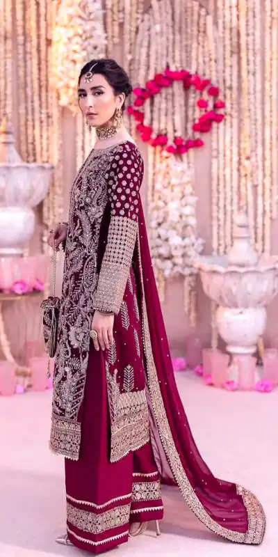 SRK 5297 Rani Pink Heavy Faux Georgette With Chain Stitch Embroidery Sequence Work Salwar Suit Wedding, Party, Festive, Events, 4-6 Working Days At 2399 | Jump Suits, Salwar suit, Designer Suits, Casual Suits, Creative suits, Palazzo Suits, Party Wear Suits, Patiala Suits, Straight Suits