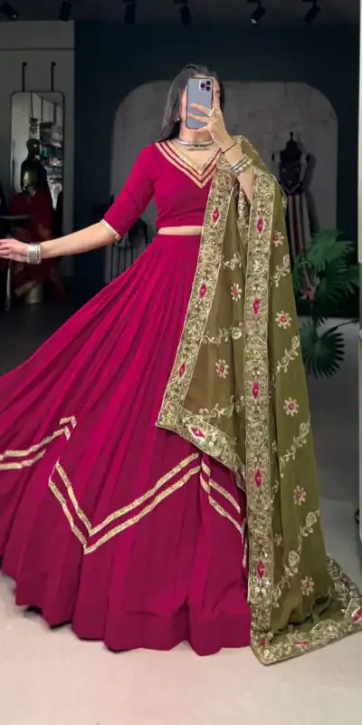 LNB 1692 Rani Pink Pure Rayon Embroidery Work & Sequins Work Lehenga Choli in . Now at just ₹3199. Delivery 4-6 Working Days. Shop now. | Lehenga, Bollywood Lehenga, Creative Lehenga, Designer Lehenga, Embroidered Lehenga, Party Wear Lehenga