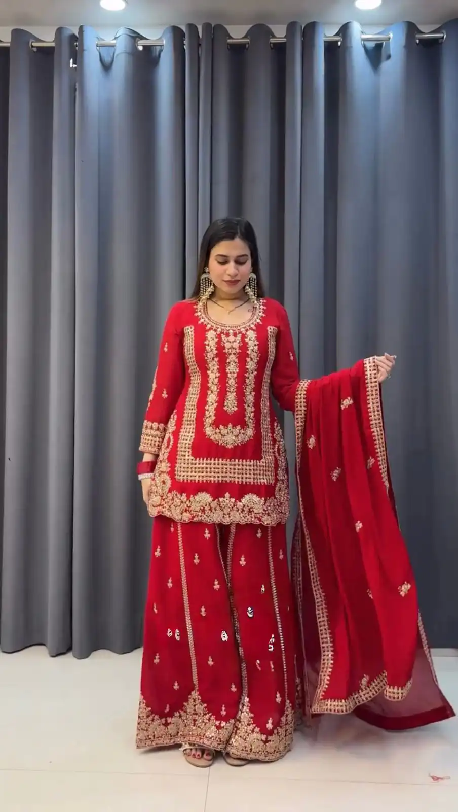 KD 1533 Red Blooming Georgette Salwar Suit Perfect for Wedding, Party, Ethnic Day, Housewarming, Pongal . Available at ₹2149 only. Delivery 4-6 Workin | Salwar suit, Designer Suits, Casual Suits, Creative suits, Palazzo Suits, Party Wear Suits, Patiala Suits, Straight Suits