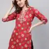 INLI Blush 2.0 Red Cotton Printed Designer Work Kurti in . Wedding, Party, Festive, Events, Special Price ₹1269. Delivery 4-6 Working Days. Shop now. | Kurti, Bollywood Kurti, Creative Kurtis, Designer Kurti, Party Wear Kurti, Selfie Kurti