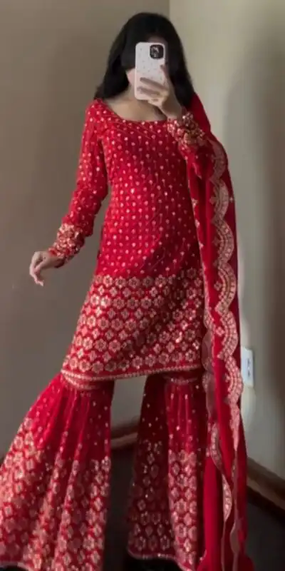 RTC 5921 Red Faux Georgette Salwarv suit with Lace Work. Wedding, Party, Festive, Events Grab it for ₹2549. Delivery 4-6 Working Days. Shop now. | Jump Suits, Tops & Bottoms, Track Suits, Trendy Wear, Salwar suit, Designer Suits, Casual Suits, Creative suits, Palazzo Suits, Party Wear Suits, Patiala Suits, Straight Suits