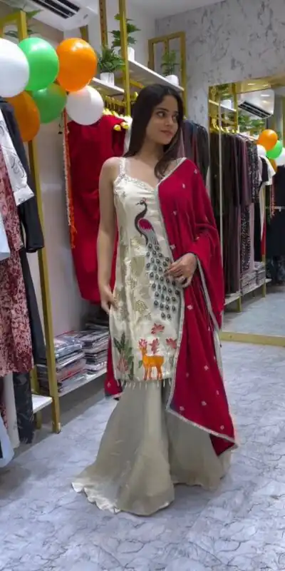 LG 1994 Red Color French Crape Embroidery Work Salwar Suit Casual, Wedding, Festive, Events . Expected Delivery  4-6 Working Days @1999/- only      | Jump Suits, Salwar suit, Designer Suits, Casual Suits, Creative suits, Palazzo Suits, Party Wear Suits, Patiala Suits, Straight Suits