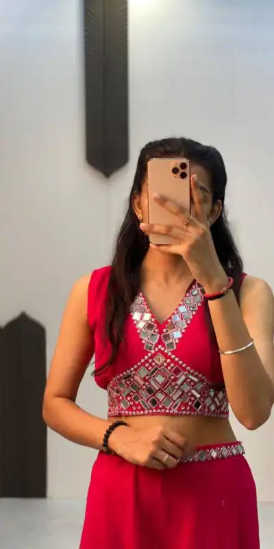 LG 1911 Red in Georgette Embroidery Work & Mirror Work Salwar Suit . Exclusive Offer ₹2399. Delivery 4-6 Working Days. Shop now. | Jump Suits, Salwar suit, Designer Suits, Casual Suits, Creative suits, Palazzo Suits, Party Wear Suits, Patiala Suits, Straight Suits