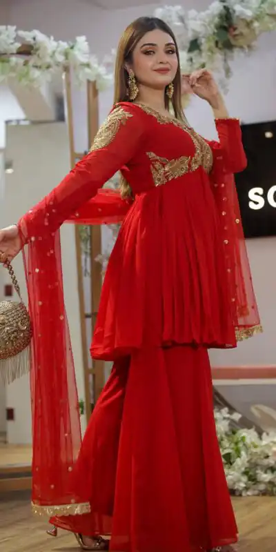 LG 2010 Red Georgette With Embroidery Work Salwar Suit & Lace Work. Best Price ₹1999. Delivery 4-6 Working Days. Shop now. | Jump Suits, Salwar suit, Designer Suits, Casual Suits, Creative suits, Palazzo Suits, Party Wear Suits, Patiala Suits, Straight Suits