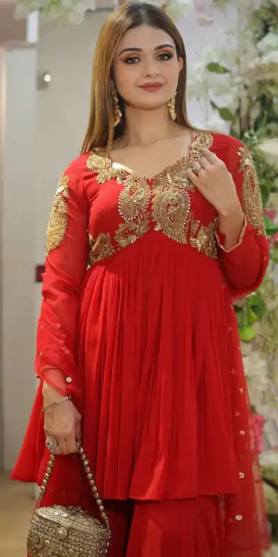 LG 2010 Red Georgette With Embroidery Work Salwar Suit & Lace Work. Best Price ₹1999. Delivery 4-6 Working Days. Shop now. | Jump Suits, Salwar suit, Designer Suits, Casual Suits, Creative suits, Palazzo Suits, Party Wear Suits, Patiala Suits, Straight Suits