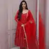 Red Georgette With Embroidery Sequence Gown