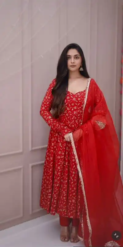 SSR 529 Red Georgette With Heavy Embroidery Sequence Work With Fancy Latkan with Embroidery Work Gown. Introductory Price ₹2149. Delivery 4-6 | Gowns, Bollywood Gowns, Creative Gowns, Designer Gowns, Embroidered Gowns, Party Wear Gowns
