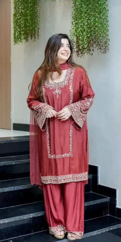 ZSR 3138 Red German Chiffon With Embroidery Work with Full Sleeve Salwar Suit Wedding, Party, Festive, Events,Now at just ₹1949. Delivery 4-6 Worki | Jump Suits, Salwar suit, Designer Suits, Casual Suits, Creative suits, Palazzo Suits, Party Wear Suits, Patiala Suits, Straight Suits
