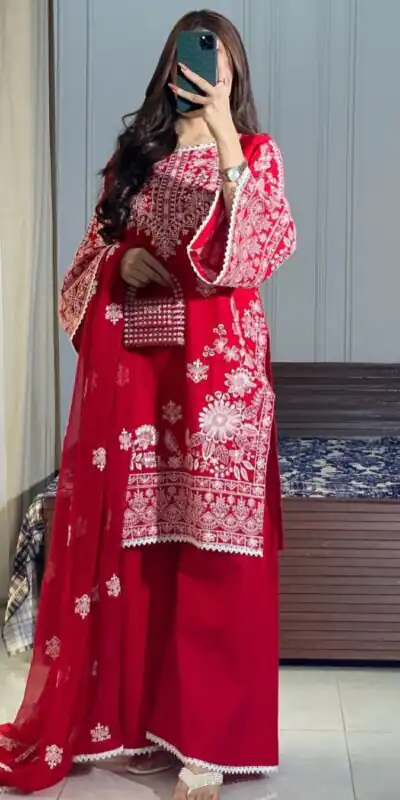 BE 394 Red Roman Silk With Embroidery Work & Lace Work Salwar Suit . Best Price ₹2099. Delivery 4-6 Working Days. Shop now. | Jump Suits, Tops & Bottoms, Track Suits, Trendy Wear, Salwar suit, Designer Suits, Casual Suits, Creative suits, Palazzo Suits, Party Wear Suits, Patiala Suits, Straight Suits