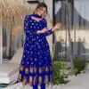 VLM 299 Royal Blue Faux Georgette With Embroidery Work Gown Perfect for Wedding, Party, Ethnic Day, Housewarming, Cultural Events At 2099/-Only | Gowns, Bollywood Gowns, Creative Gowns, Designer Gowns, Embroidered Gowns, Party Wear Gowns