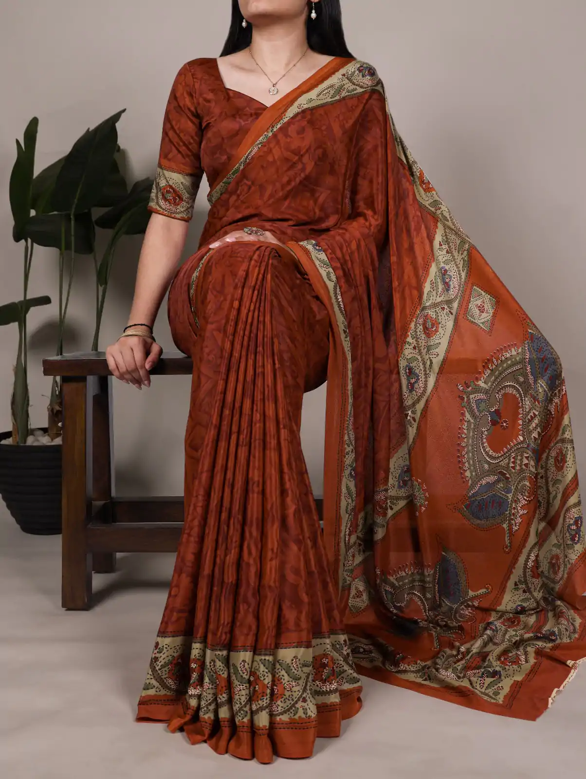 YNF 7056 Rust Crepe Printed with Designer Saree Work. Wedding, Party, Festive, Events, Get it for ₹1499. Delivery 4-6 Working Days. Shop now. | Sarees, Bollywood Sarees, Creative Sarees, Designer Sarees, Embroidered Sarees, Ethnic Saree, Modern Digital sarees, Party Wear Sarees