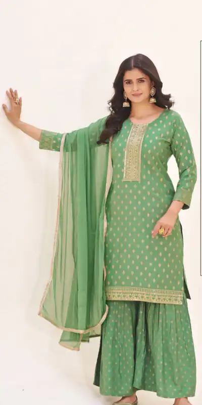 Sea Green Rayon Lace Embroidery Work Salwar Suit