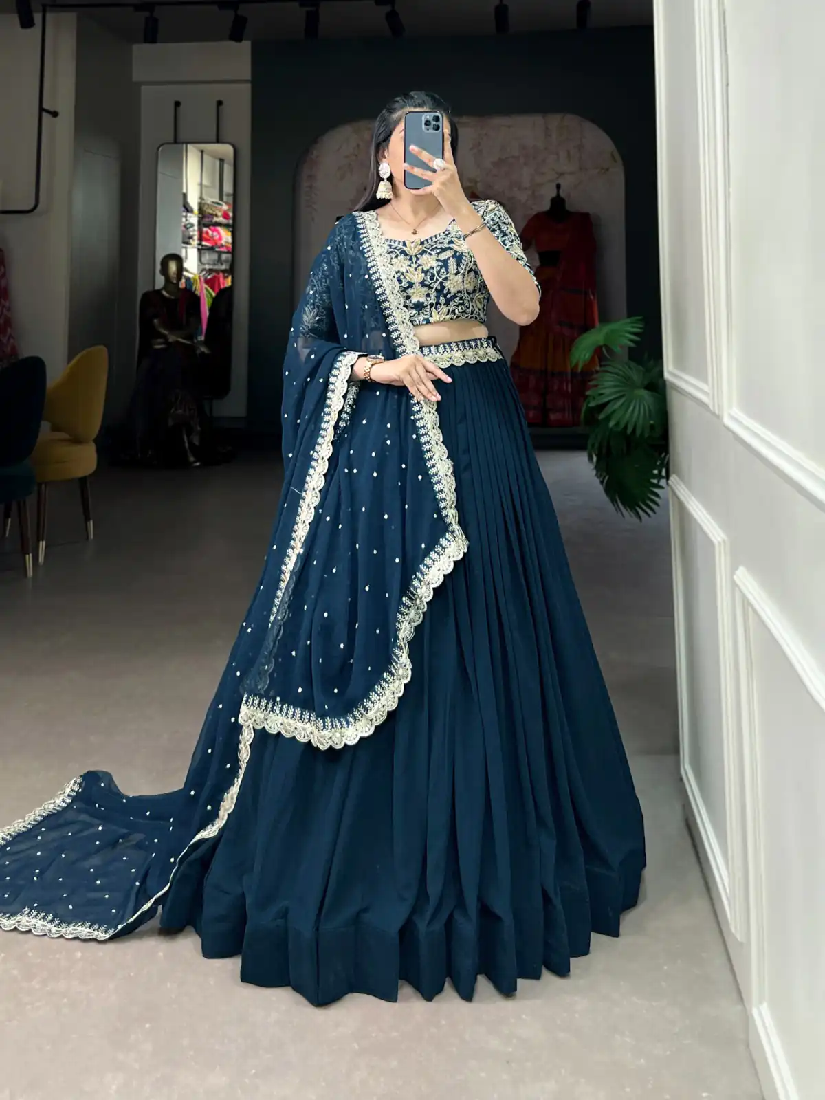 LNB 1405 Teal in Teal Georgette Sequins Work & Embroidery Work Lehenga Choli . Available at ₹3099 only. Delivery 4-6 Working Days. Shop now. | Lehenga, Bollywood Lehenga, Creative Lehenga, Designer Lehenga, Embroidered Lehenga, Party Wear Lehenga