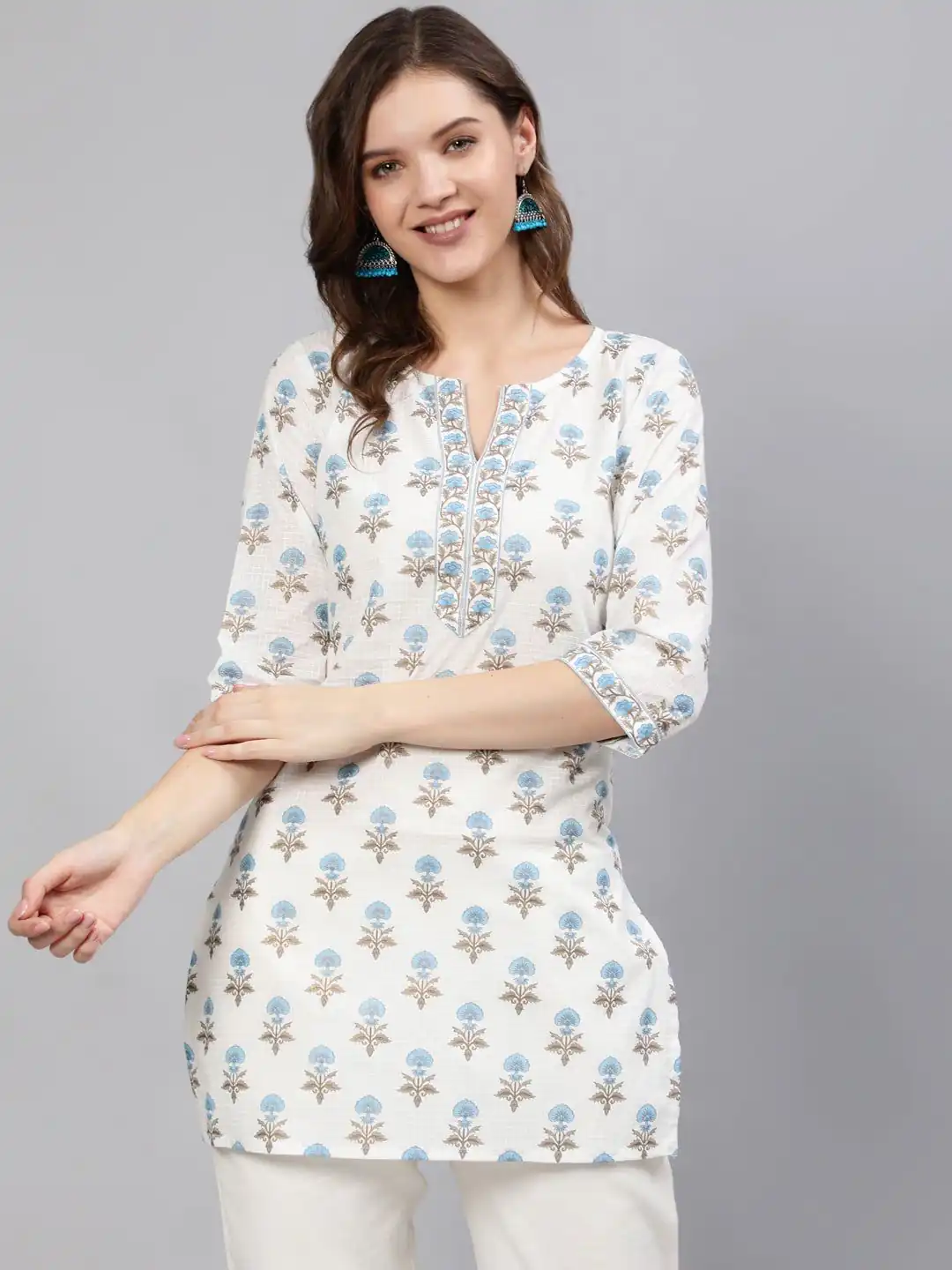 INLI Blush 2.0 White Cotton Printed Designer Work Kurti in . Wedding, Party, Festive, Events, Special Price ₹1269. Delivery 4-6 Working Days. Shop now. | Kurti, Bollywood Kurti, Creative Kurtis, Designer Kurti, Party Wear Kurti, Selfie Kurti