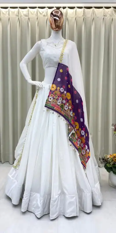 BE 393 White Crape Silk Lehenga Choli Perfect for Wedding, Party, Engagement, Anniversary, Traditional Day Get it for ₹1999. Delivery 4-6 Working | Lehenga, Bollywood Lehenga, Creative Lehenga, Designer Lehenga, Embroidered Lehenga, Party Wear Lehenga