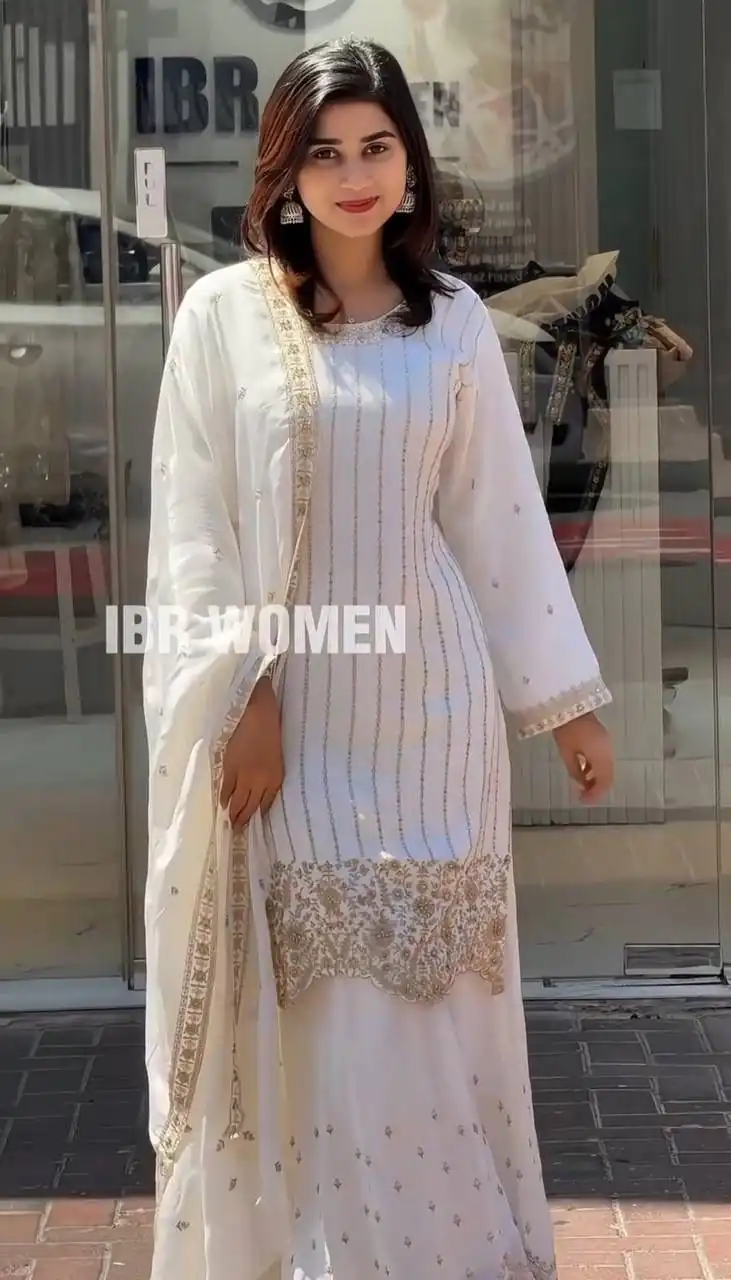 DC 105 White Color Fox Georgette with Embroidery Work Salwar Suit . Now at just ₹1949. Delivery 4-6 Working Days. Shop now. | Jump Suits, Tops & Bottoms, Track Suits, Trendy Wear, Salwar suit, Designer Suits, Casual Suits, Creative suits, Palazzo Suits, Party Wear Suits, Patiala Suits, Straight Suits