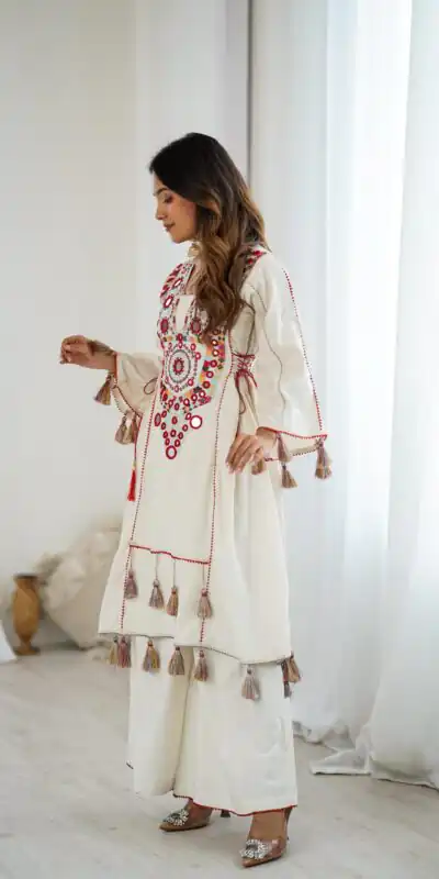 SRK 5286 White in Khadi Cotton Mirror Work & Embroidery Work Salwar Suit . Now at just ₹2099. Delivery 4-6 Working Days. Shop now. | Jump Suits, Salwar suit, Designer Suits, Casual Suits, Creative suits, Palazzo Suits, Party Wear Suits, Patiala Suits, Straight Suits