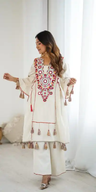 SRK 5286 White in Khadi Cotton Mirror Work & Embroidery Work Salwar Suit . Now at just ₹2099. Delivery 4-6 Working Days. Shop now. | Jump Suits, Salwar suit, Designer Suits, Casual Suits, Creative suits, Palazzo Suits, Party Wear Suits, Patiala Suits, Straight Suits