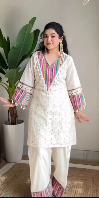 SR 1683 White Khadi Cotton with Thread Embroidery & Embroidery Work Salwar Suit just ₹1999. Delivery 4-6 Working Days. Shop now. | Jump Suits, Tops & Bottoms, Track Suits, Trendy Wear, Salwar suit, Designer Suits, Casual Suits, Creative suits, Palazzo Suits, Party Wear Suits, Patiala Suits, Straight Suits