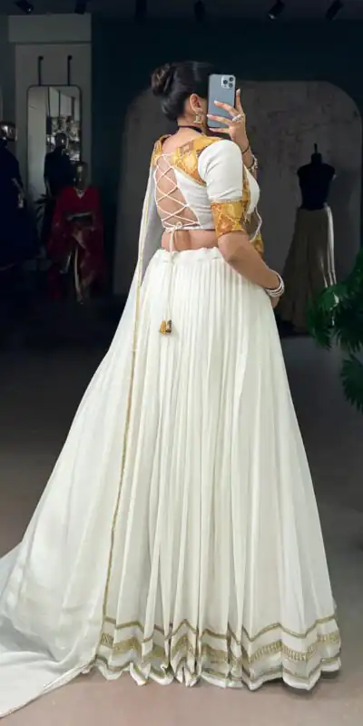 LNB 1034 White Marbel with Lace Work & Lace Border Lehenga Choli . Get it for ₹3099. Delivery 4-6 Working Days. Shop now. | Lehenga, Bollywood Lehenga, Creative Lehenga, Designer Lehenga, Embroidered Lehenga, Party Wear Lehenga