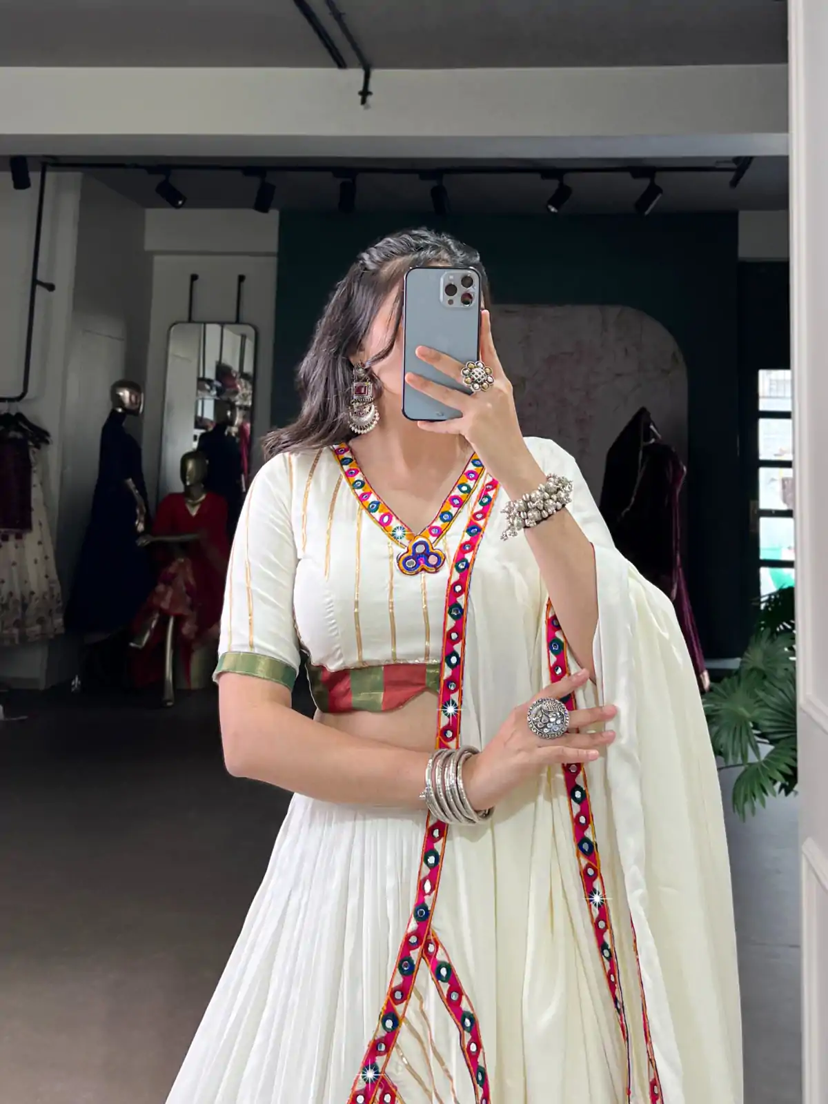 LNB 1659 White Color Pure Rayon With Mirror Work & Gamthi Work. Lehenga Choli Price ₹4199.Introductory Delivery 4-6 Working Days. Shop now. | Lehenga, Bollywood Lehenga, Creative Lehenga, Designer Lehenga, Embroidered Lehenga, Party Wear Lehenga